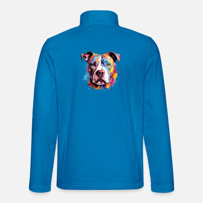 Pitbull coloré avec des éclaboussures de chien Veste en tissu softshell Unisexe