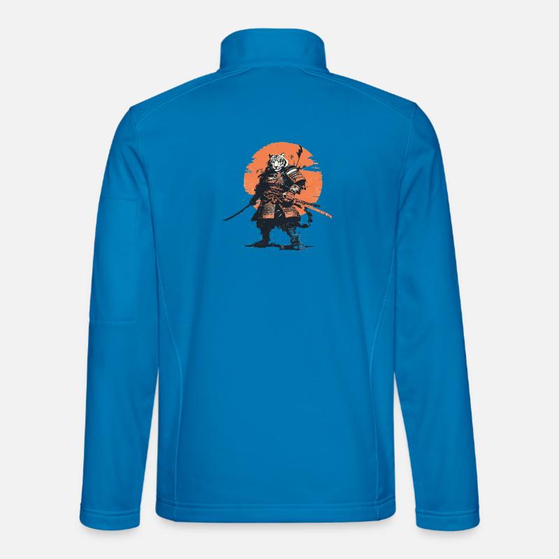 Tiger Samurai in Ember Moon - Unisex Softshell Jacket - light blue