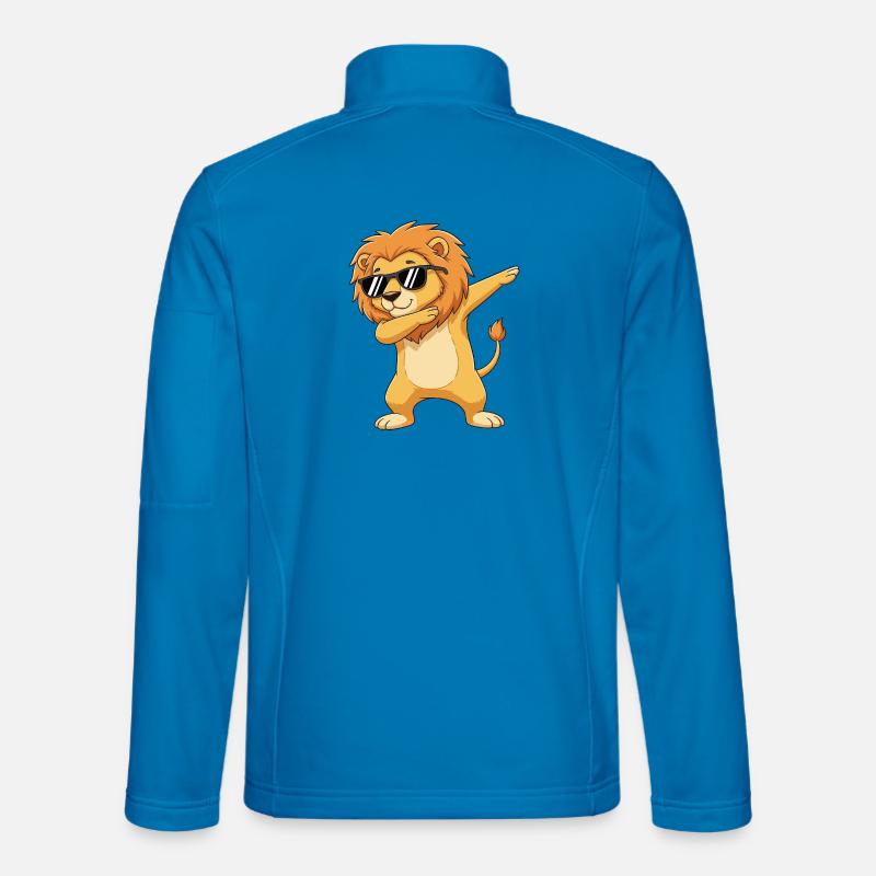 Cool Dabbing Lion Sunglasses Cartoon Art - Unisex Softshell Jacket - light blue