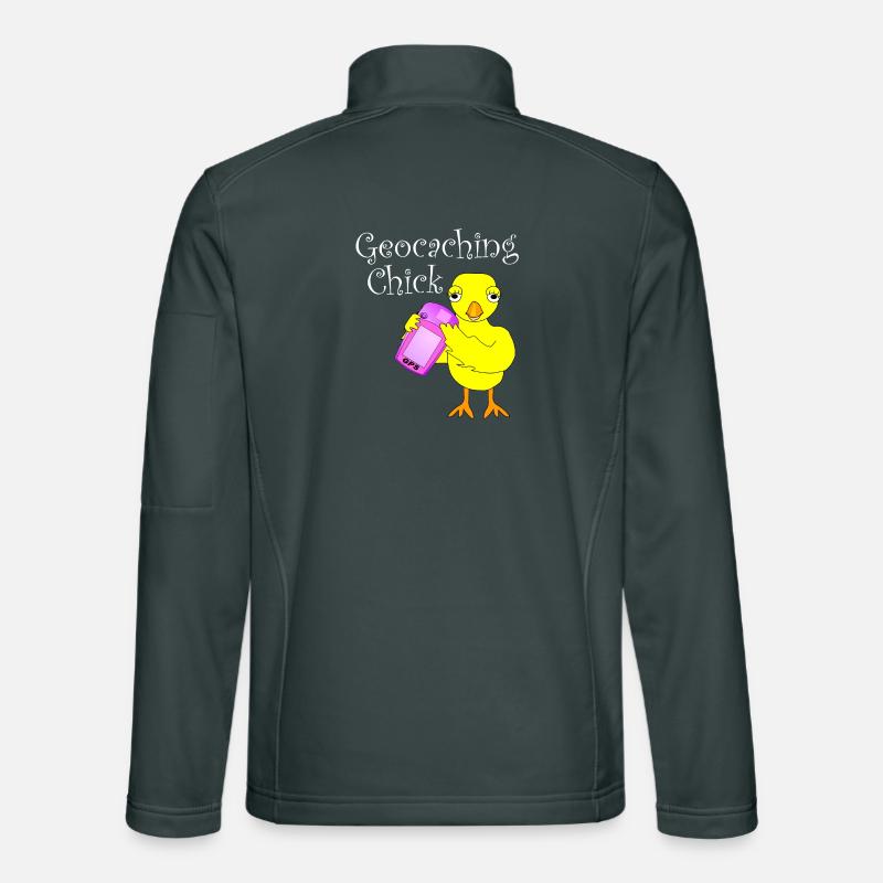Géocaching Chick Texte blanc Veste en tissu softshell Unisexe