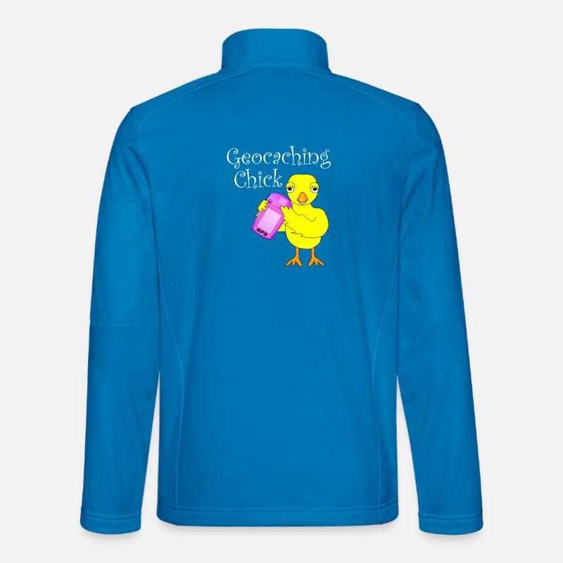 Geocaching Küken weißer Text - Unisex Softshelljacke - Lichtblau