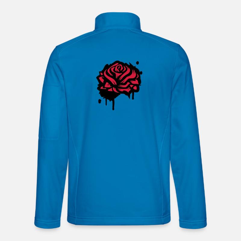 Abstrakte Rote Rose Minimalistische Floral Grafik - Unisex Softshelljacke - Lichtblau
