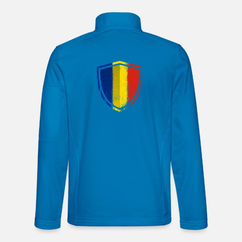 Distressed Blue Yellow Red Shield Unisex Softshell Jacket