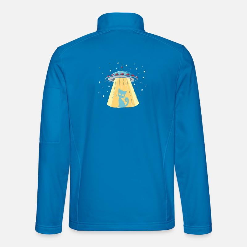 Humorous UFO cat print - Unisex Softshell Jacket - light blue