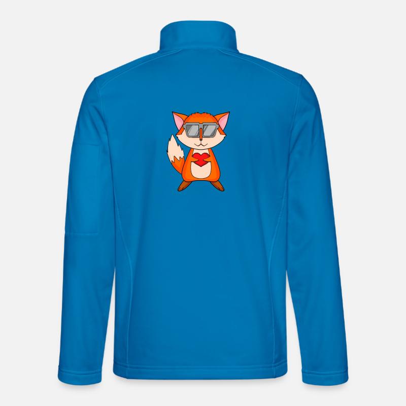 Fuchs mit Sonnenbrille und Herz - Unisex Softshelljacke - Lichtblau
