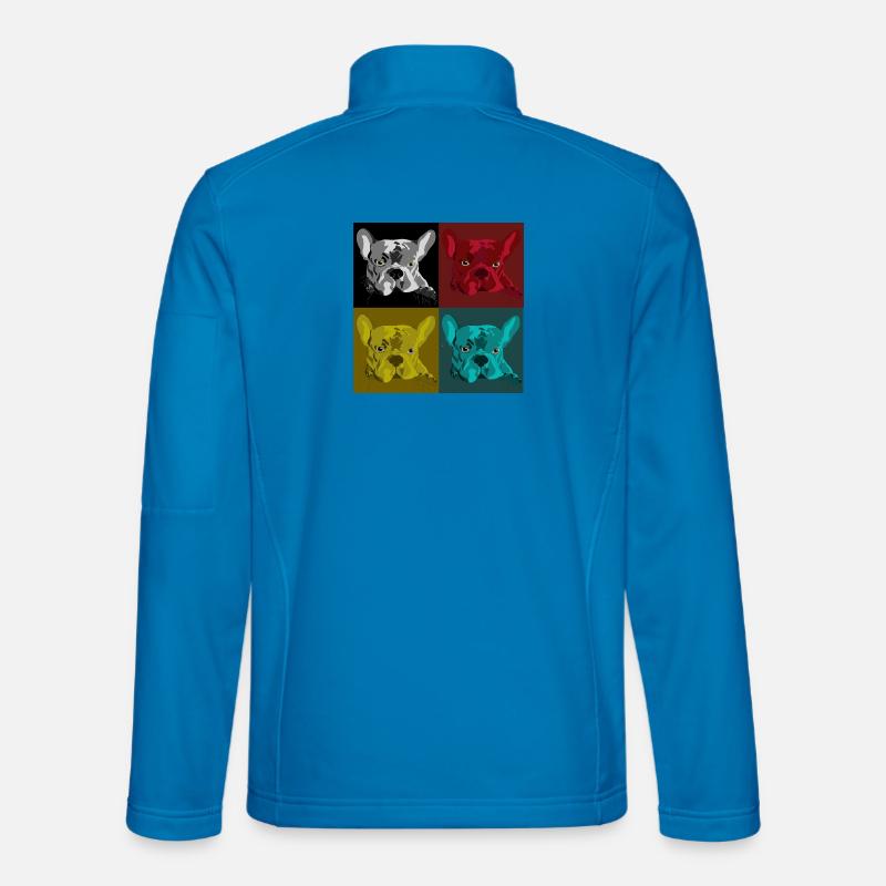 Frenchie Pop Art Vierfarb Design - Unisex Softshelljacke - Lichtblau