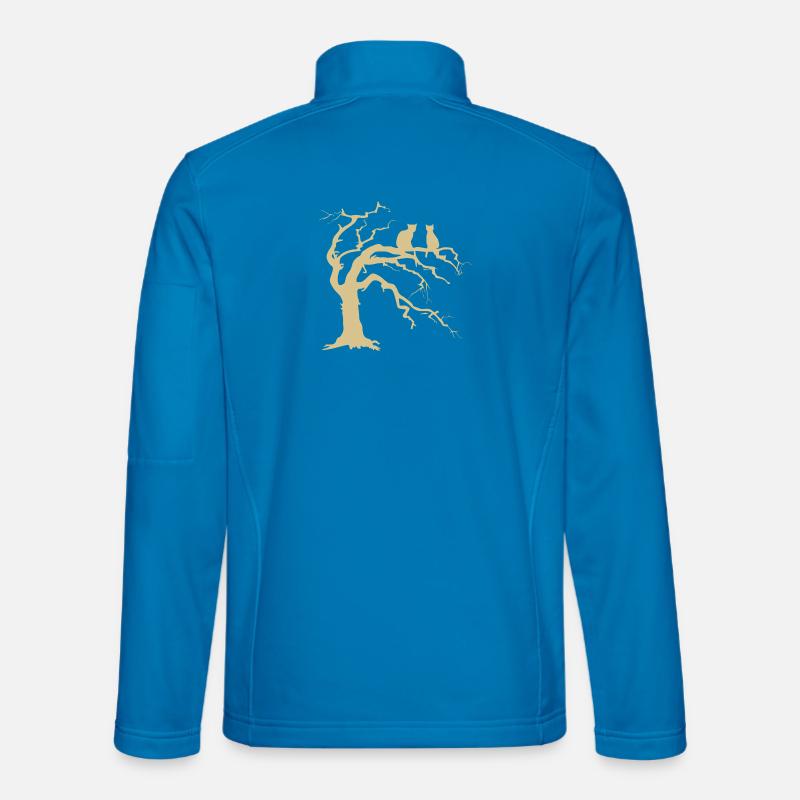Dead tree with 2 cats silhouette - Unisex Softshell Jacket - light blue