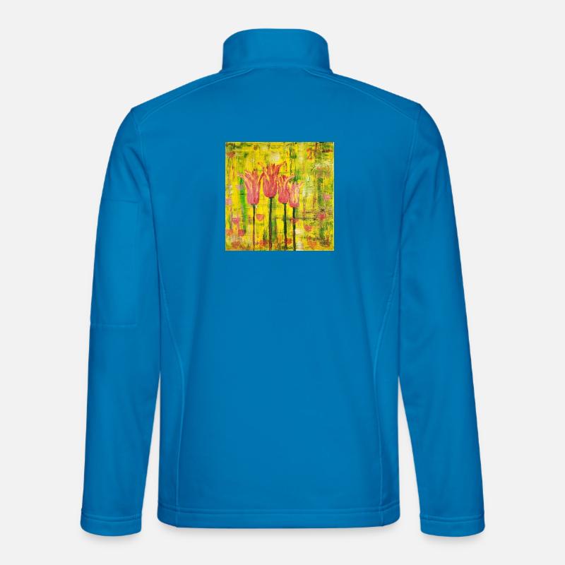 Ausdrucksstarke Blumenmalerei - Unisex Softshelljacke - Lichtblau