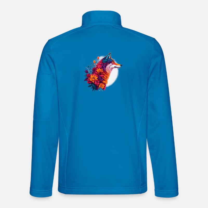 Wolf mit Blumenbouquet - Unisex Softshelljacke - Lichtblau