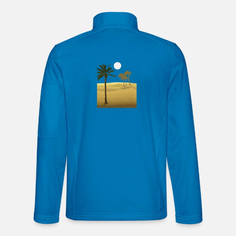 Palme in Wüste | Leinwand Struktur - Unisex Softshelljacke - Lichtblau