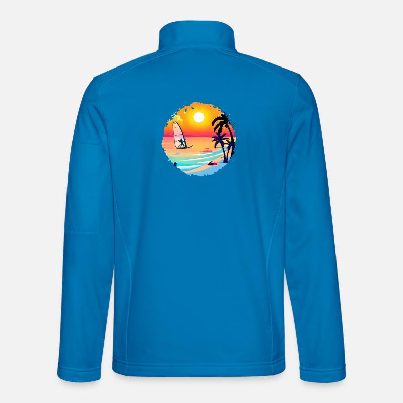 Aquarelle de plage de coucher de soleil d’été Veste en tissu softshell Unisexe