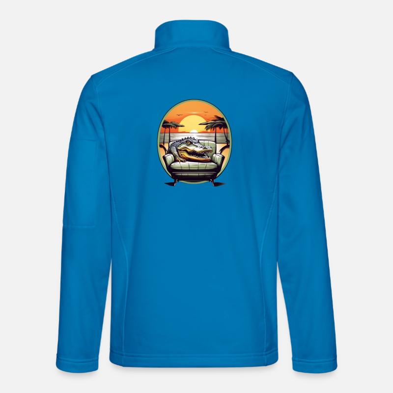 Alligator auf Sofa Unisex Softshelljacke