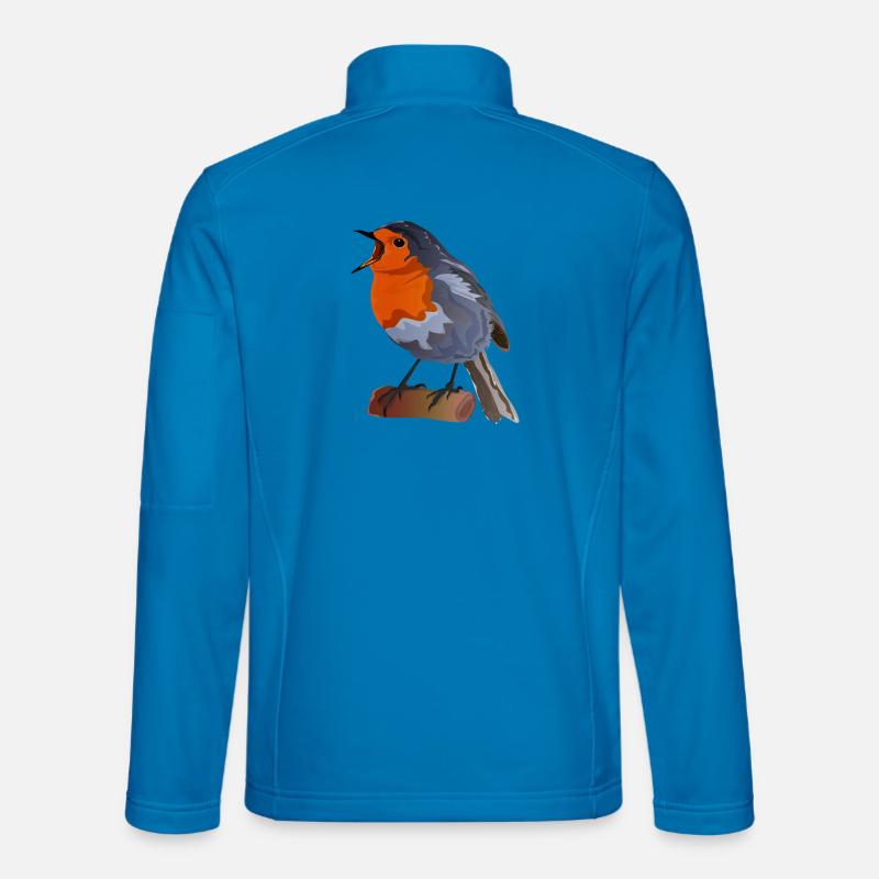 Robin Bird Illustration on Textile - Unisex Softshell Jacket - light blue
