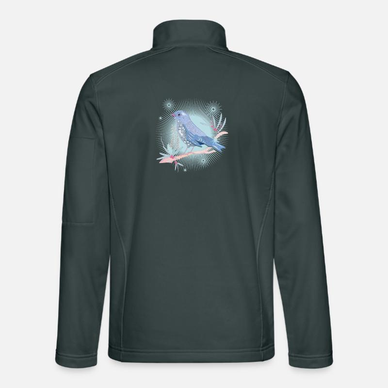 bläulicher Vogel mit Misteln im Winter Stimmung Unisex Softshelljacke