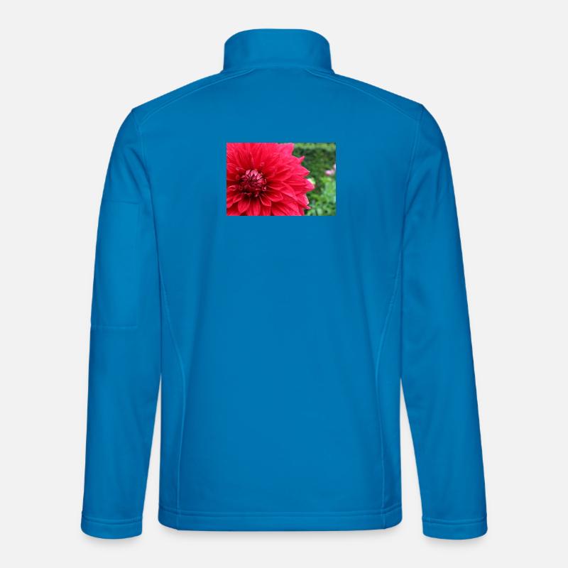 Dahlie rot Blüte ,Blume - Unisex Softshelljacke - Lichtblau