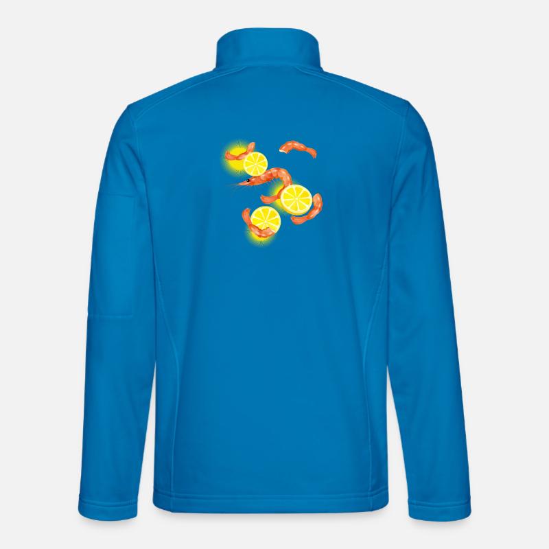 Garnelen oder Shrimps mit Zitronen Scheiben - Unisex Softshelljacke - Lichtblau