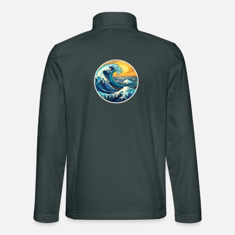 Illustration de grosses vagues – Maritime Retro Design Veste en tissu softshell Unisexe