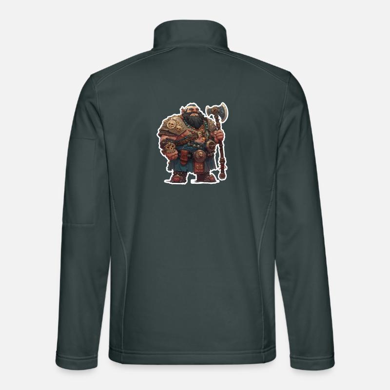 Dicker Zwergenkrieger mit großer Axt Unisex Softshelljacke
