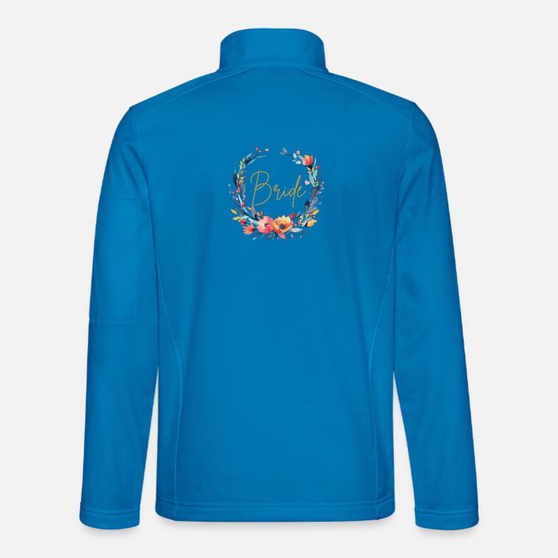 Team Bride, Flower Circle, Customizable - Unisex Softshell Jacket - light blue
