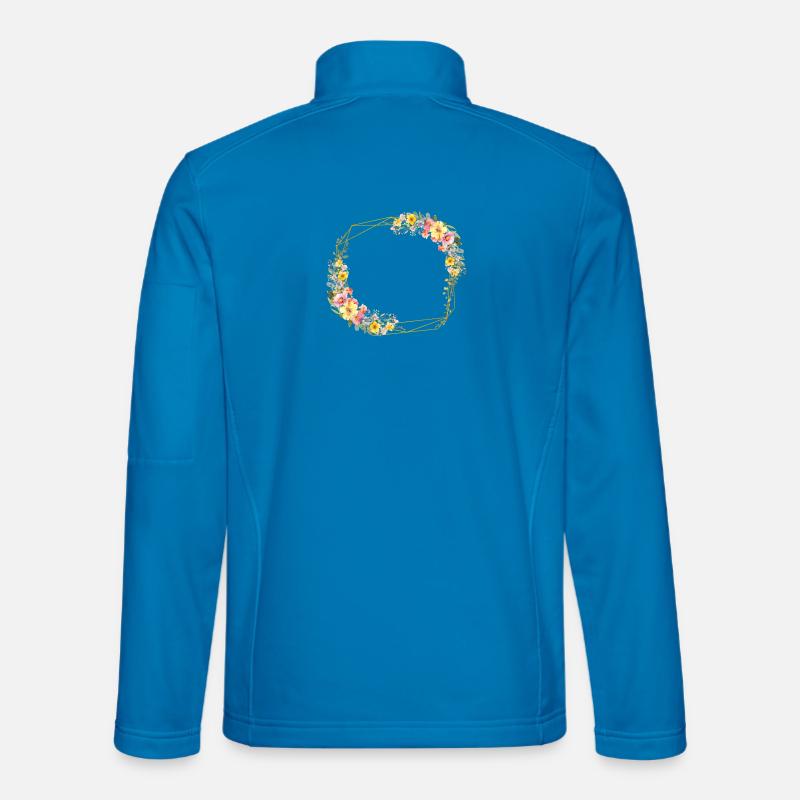 Floral, bunt, geometrisch, personalisierbar - Unisex Softshelljacke - Lichtblau