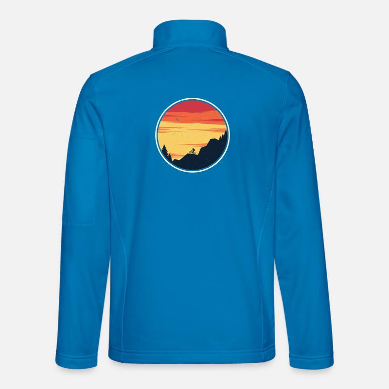 Sunset Mountain Bike Trail Emblem - Unisex Softshell Jacket - light blue