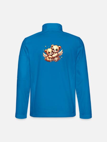 süße Engels-Teddybären in liebevoller Umarmung - Unisex Softshelljacke - Lichtblau