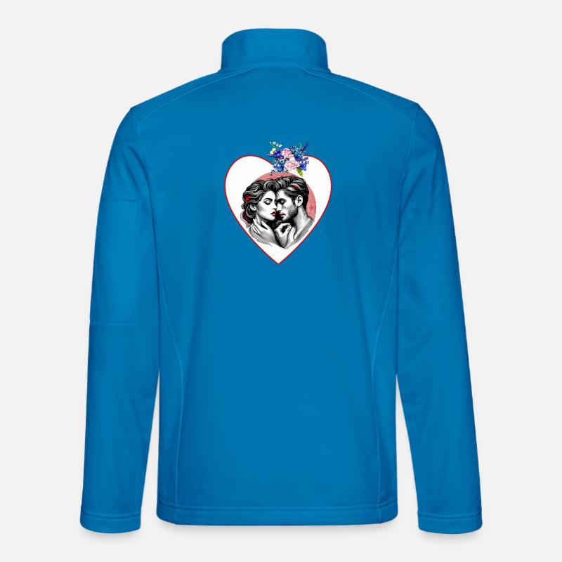 Herzduo im Blütenrahmen - Unisex Softshelljacke - Lichtblau