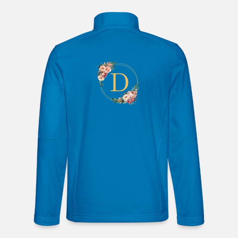 D Monogram, Flower Wreath, Personalizable - Unisex Softshell Jacket - light blue