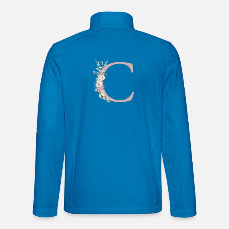 C Monogram, Floral, Customizable - Unisex Softshell Jacket - light blue