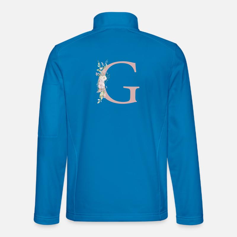 G Monogram, Floral, Personalizable - Unisex Softshell Jacket - light blue