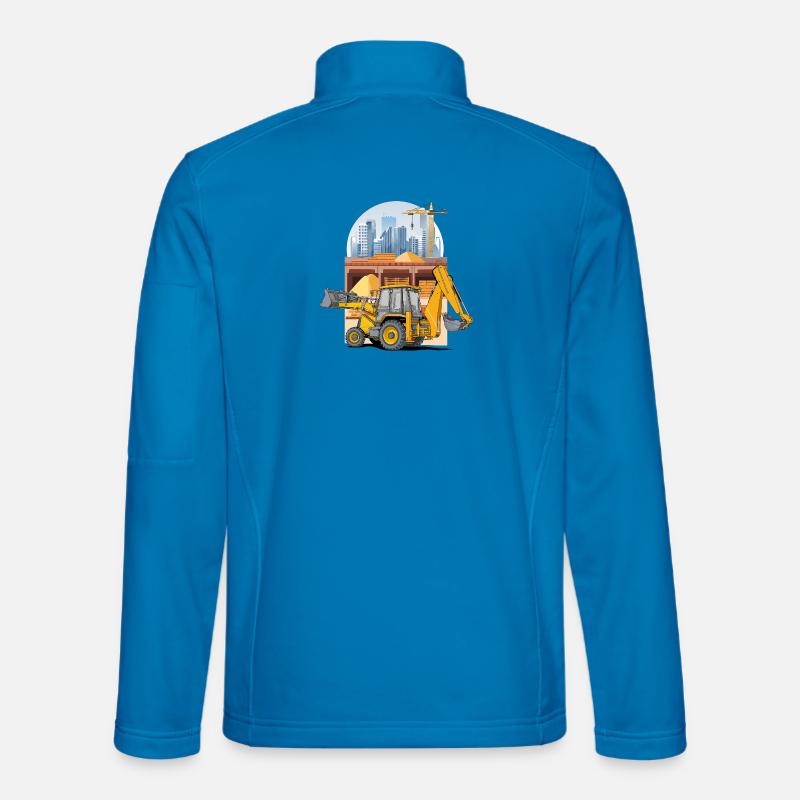 Backhoe Loader, Tractor Loader on Construction Site Unisex Softshell Jacket