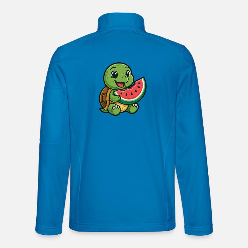 Cute turtle with melon summer design Unisex Softshell Jacket