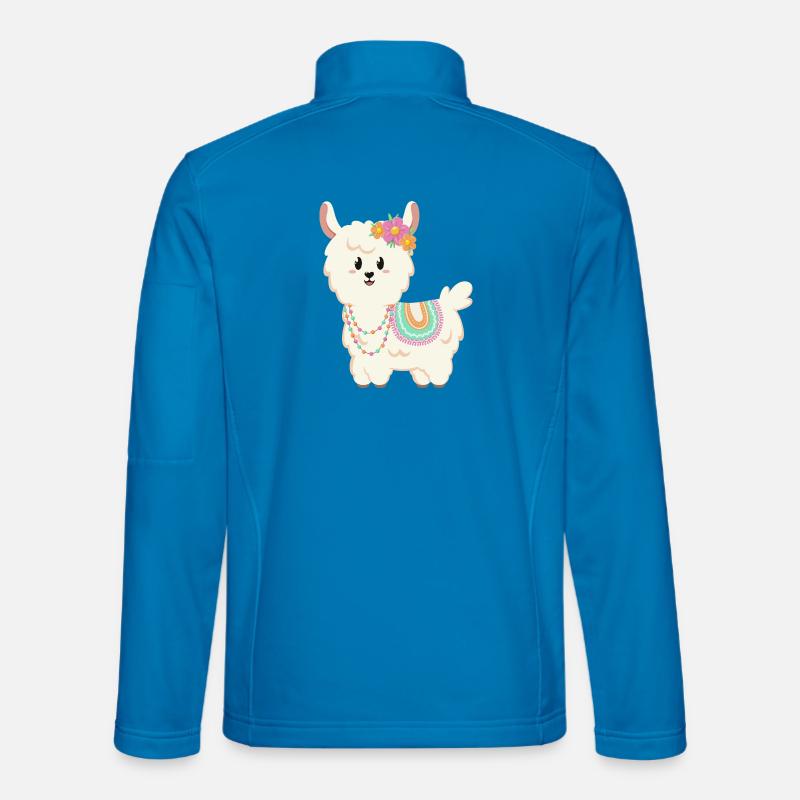 Summer, sun, llama with flowers - Unisex Softshell Jacket - light blue