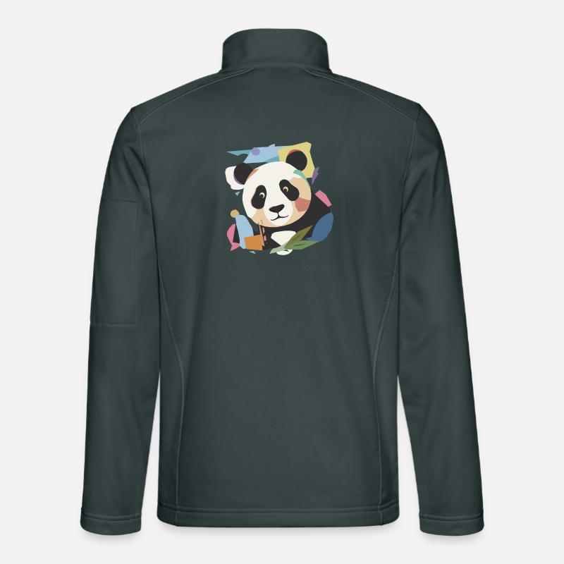 Panda heureux dans un look de collage moderne Veste en tissu softshell Unisexe