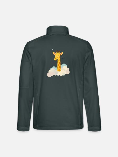Gentle giraffe above the clouds – Dreamlike motif - Unisex Softshell Jacket - mouse grey - Back