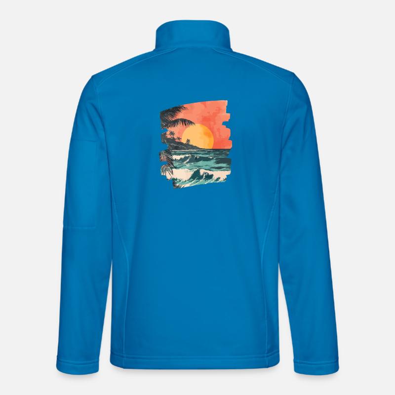 Beach Palm Trees Sunset Summer - Unisex Softshell Jacket - light blue