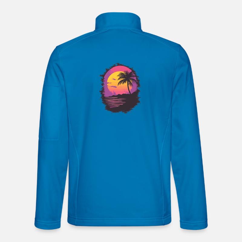 Beach Palm Trees Sunset Summer - Unisex Softshell Jacket - light blue