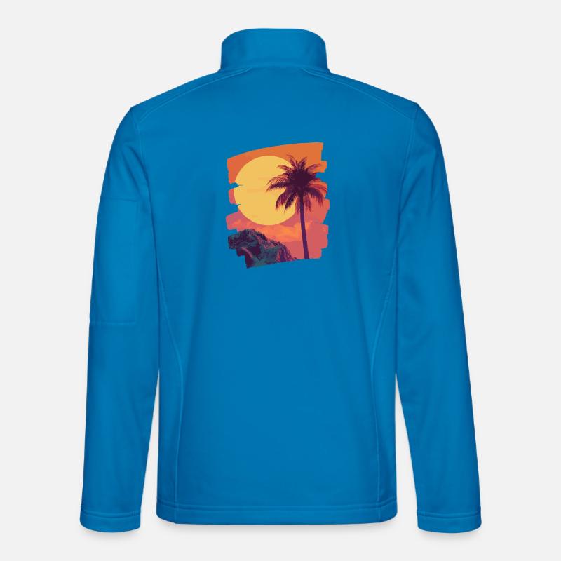 Beach Palm Trees Sunset Summer - Unisex Softshell Jacket - light blue