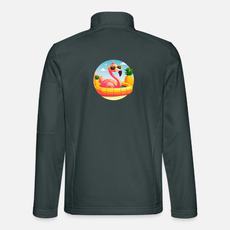 Flamingo and Pineapple Cute Vector Drawing Unisex Softshell Jacket