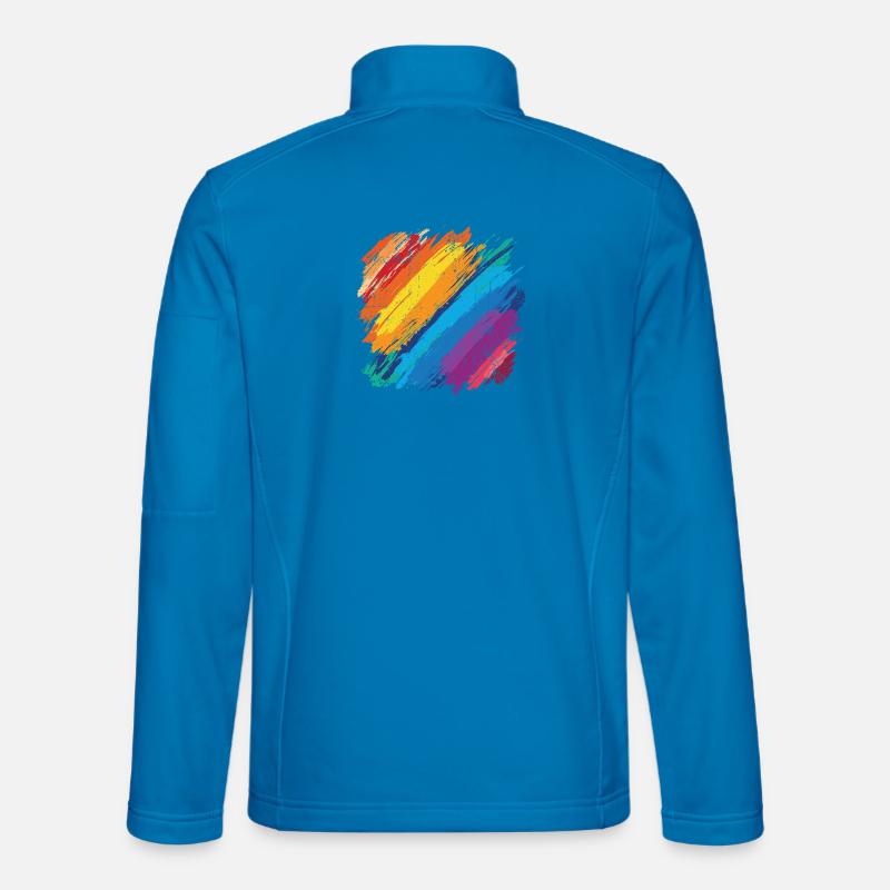 Vibrant Rainbow Brush Stroke Artwork - Unisex Softshell Jacket - light blue