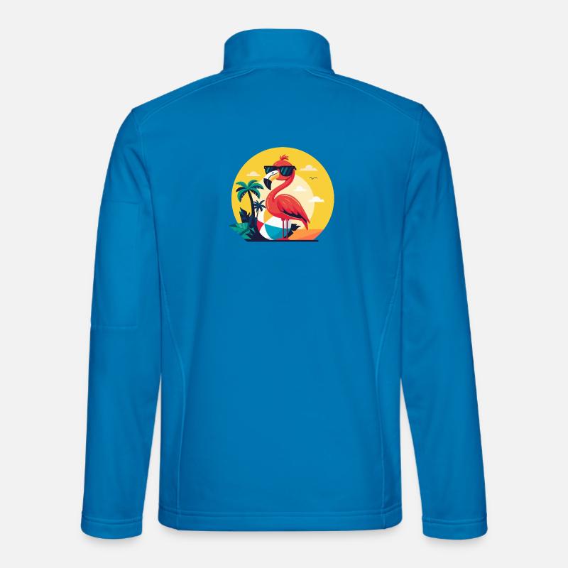Flamingo, Beachball und Palmen - Unisex Softshelljacke - Lichtblau