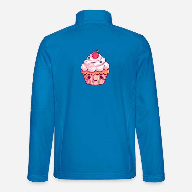 Kawaii Erdbeer Cupcake Illustration - Unisex Softshelljacke - Lichtblau