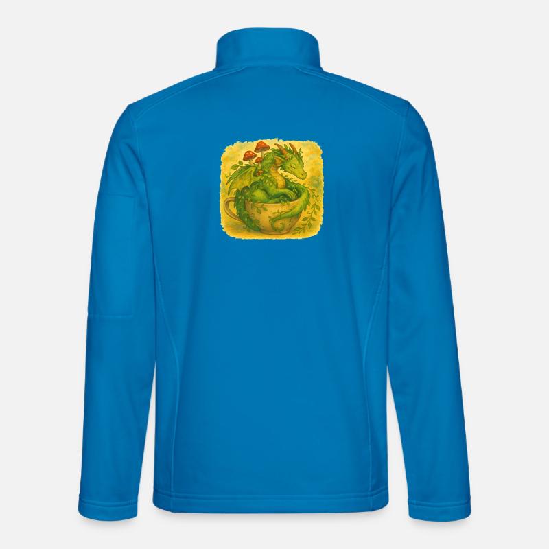 Whimsical Forest Dragon in Cup - Unisex Softshell Jacket - light blue