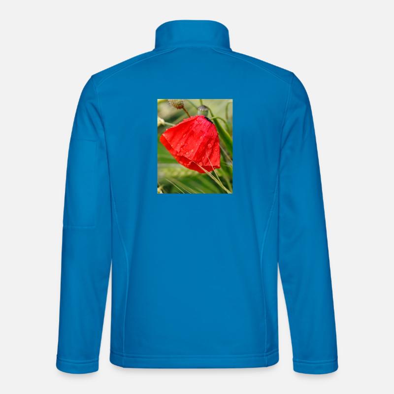 Mohnblumen-Tropfen Mustermotiv - Unisex Softshelljacke - Lichtblau