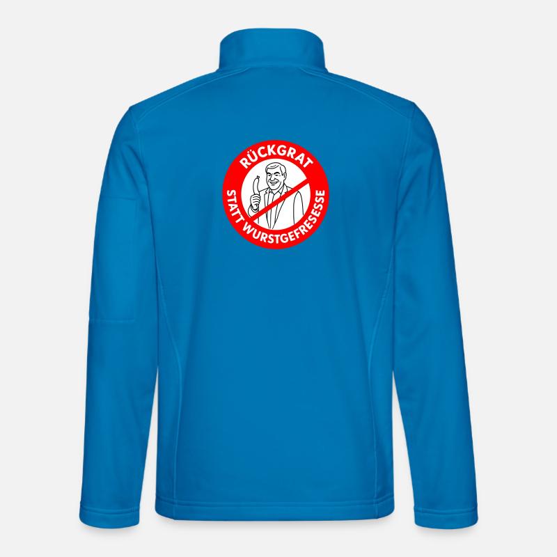 Rückgrat statt Wurstgefresse! Comic-WUNSCHFARBEN  - Unisex Softshelljacke - Lichtblau