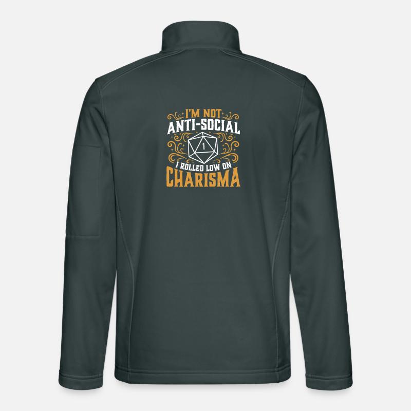 Pas antisocial Low Charisma Roll RPG Tabletop Veste en tissu softshell Unisexe