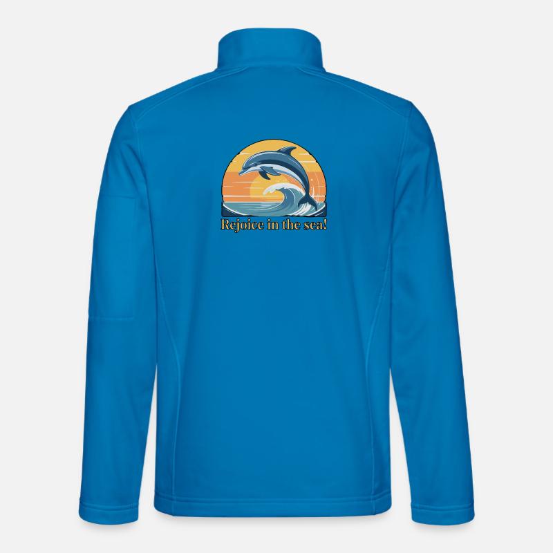 Dolphins Leaping at Sunset Design - Unisex Softshell Jacket - light blue