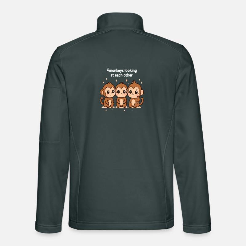 4 monkeys looking at each other Unisex Softshell Jacket