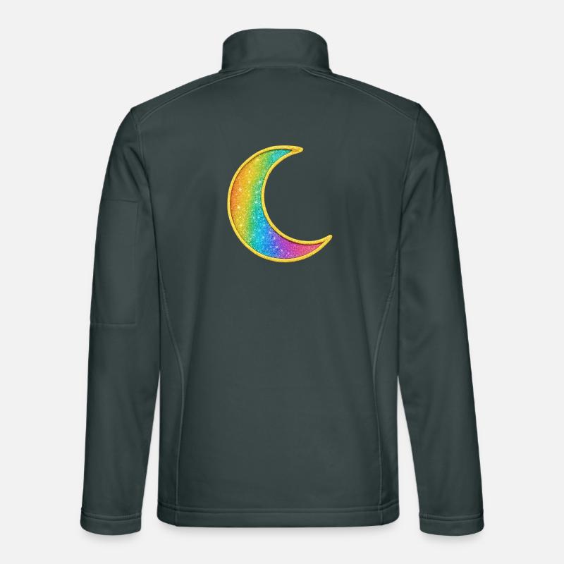 Rainbow Moon Glitter Design Unisex Softshell Jacket