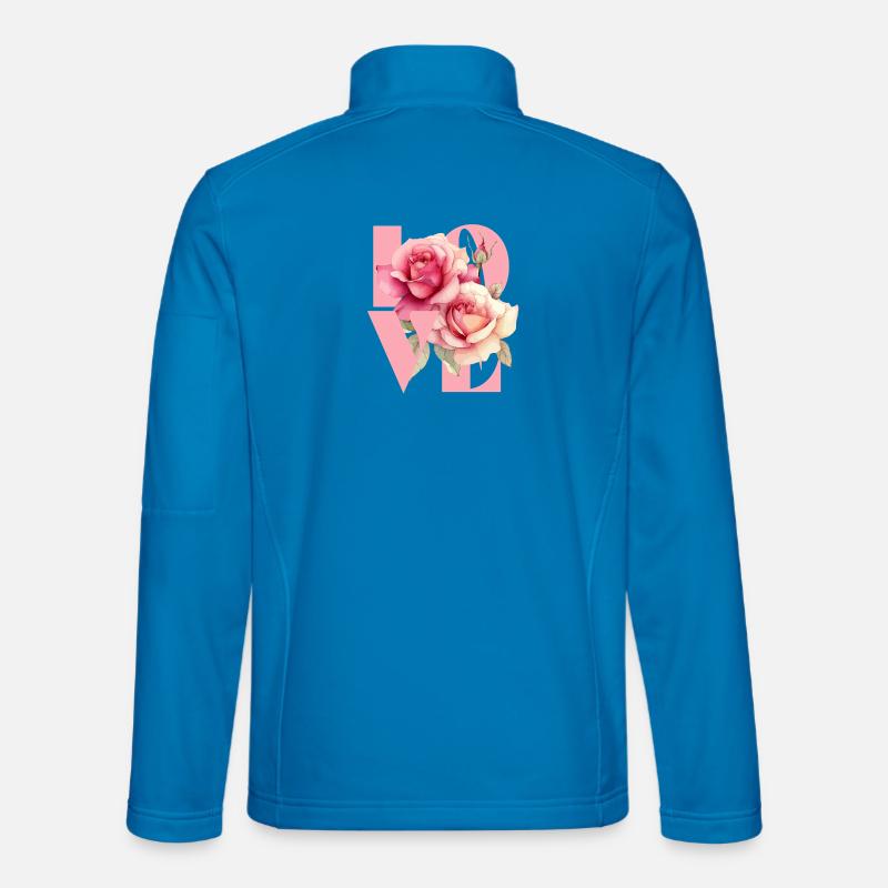 Elegantes rosafarbenes Blumenmuster - Unisex Softshelljacke - Lichtblau